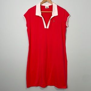 Lacoste Coral Polo Dress with White Trim
